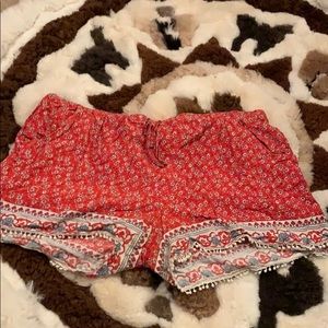 Flower Printed Red Shorts
